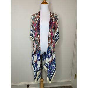 Boho Floral Open Front Kimono Shawl Duster OSFM